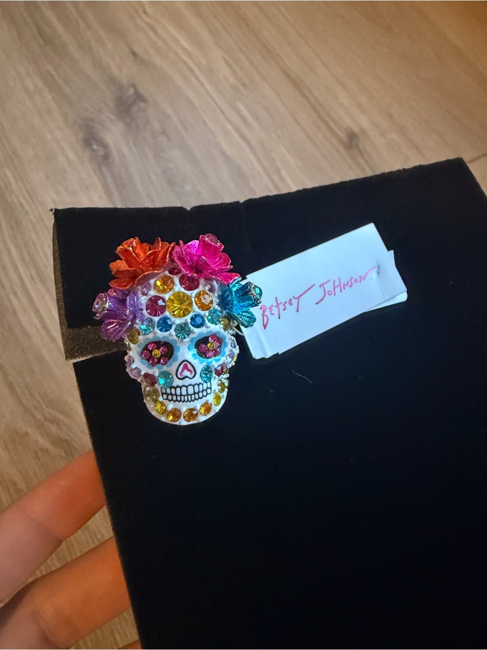 Betsey Johnson Multicolor Jeweled Sugar Skull Ring